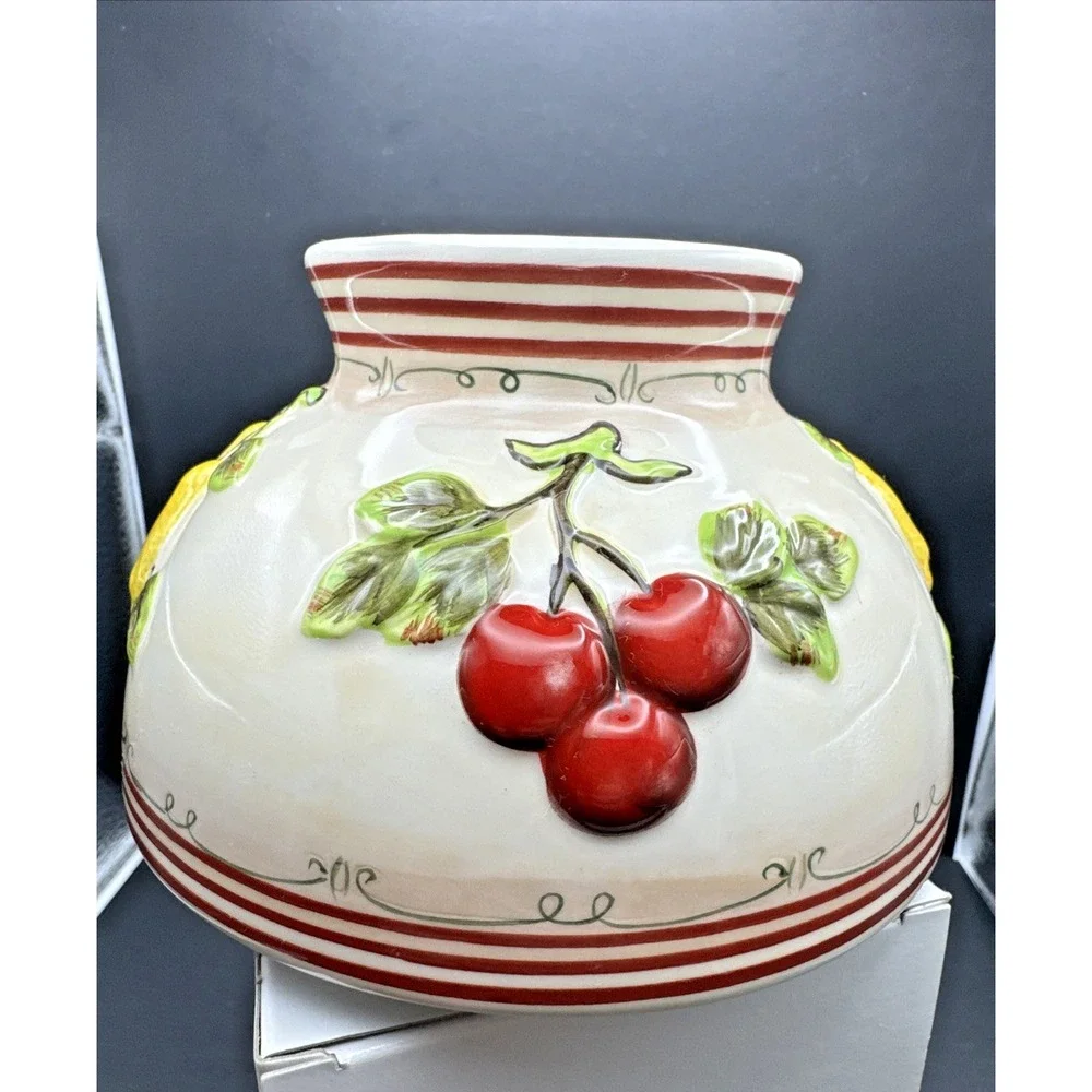 Home Interiors Jar Candle Capper Shade Topper Fruit Lemons‎ and Cherries